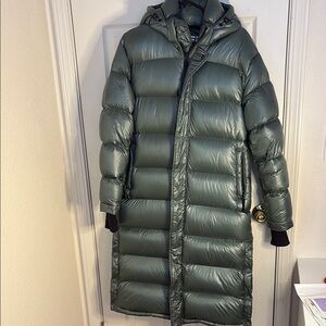 TNA Super Puff Long Green Jacket